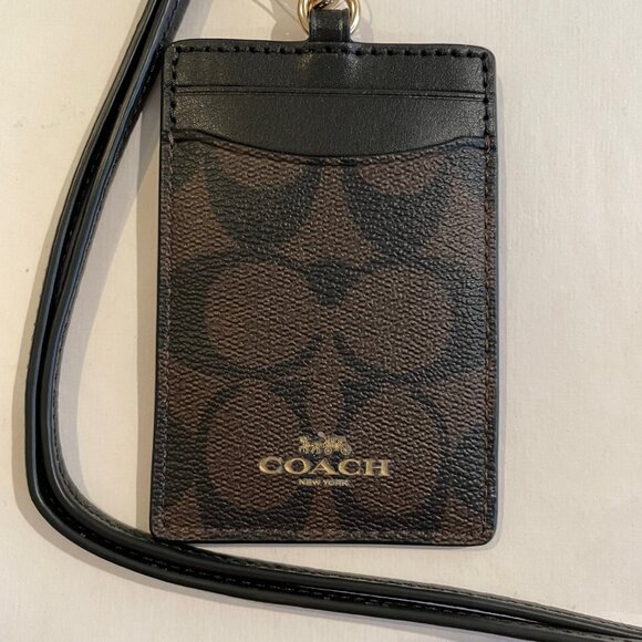 Coach Badge ID Lanyard Holder in Signature Canvas,leather Brown NWT - Picture 1 of 12